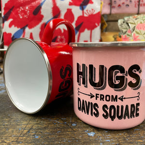 Hugs From Davis Square, Somerville Enamel Mug
